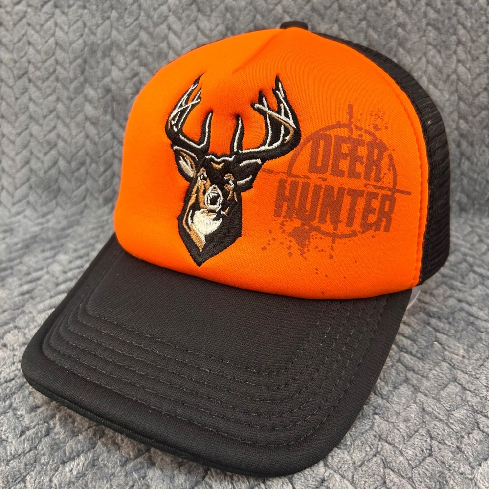 Deer Hunter Mens Orange Buck Wear Trucker Hat Embroidered Snapback OSFA